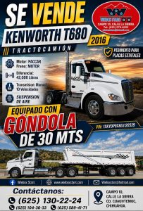 KENWORTH T680 2016 CON EQUIPO DE GONDOLA 30M